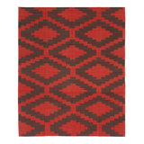 Brown & Red Geometric Flatweave Cotton Rug