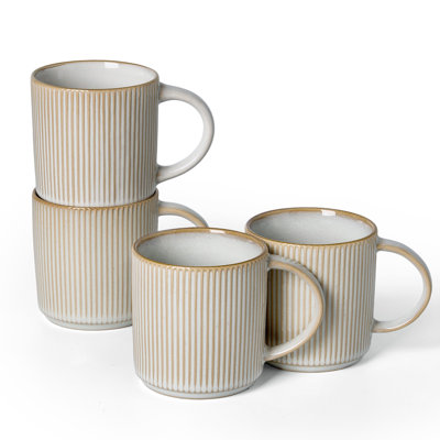 4 Pieces Stoneware 16oz Mug Set (Set of 4)