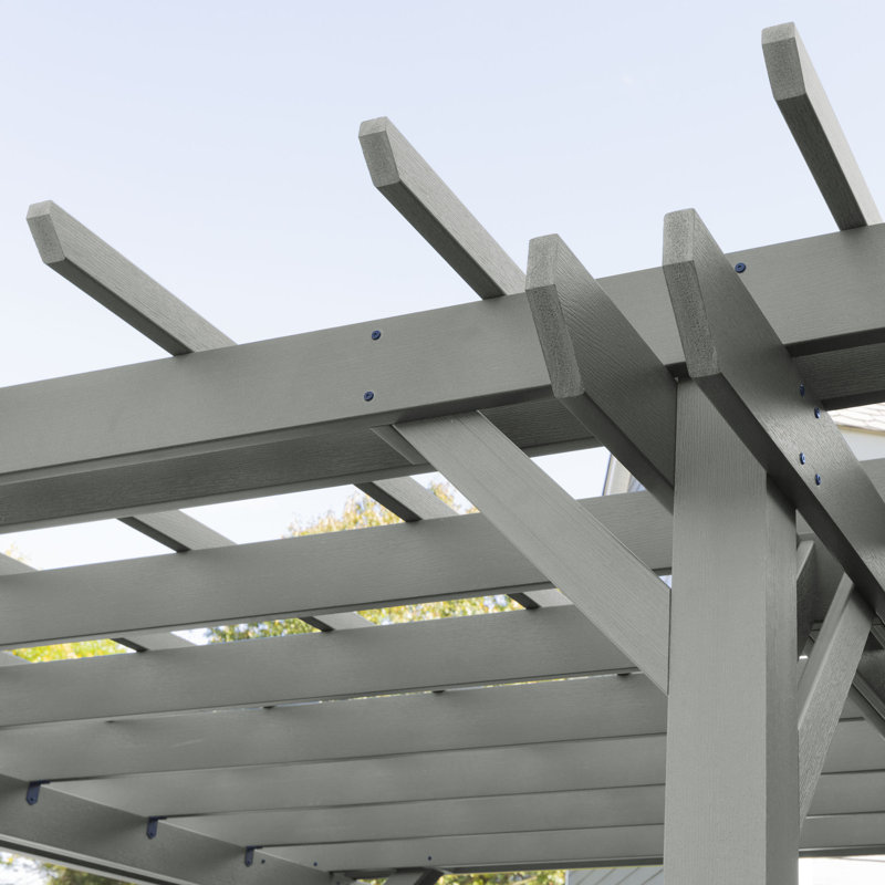 Bodhi Plastic Pergola, Coastal Teak, 8 ft. W x 8 ft. D