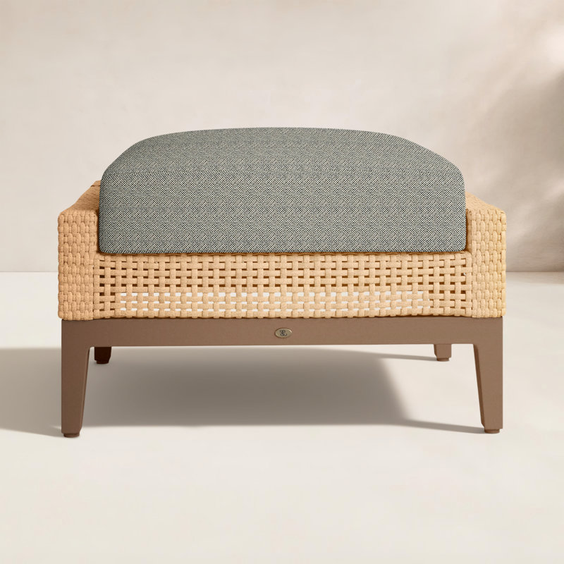 Peninsula Wicker Outdoor Woven Ottoman, Peninsula #37 Light Raffia/Natural, No welt + Standard fill, Perigold Direction Dew