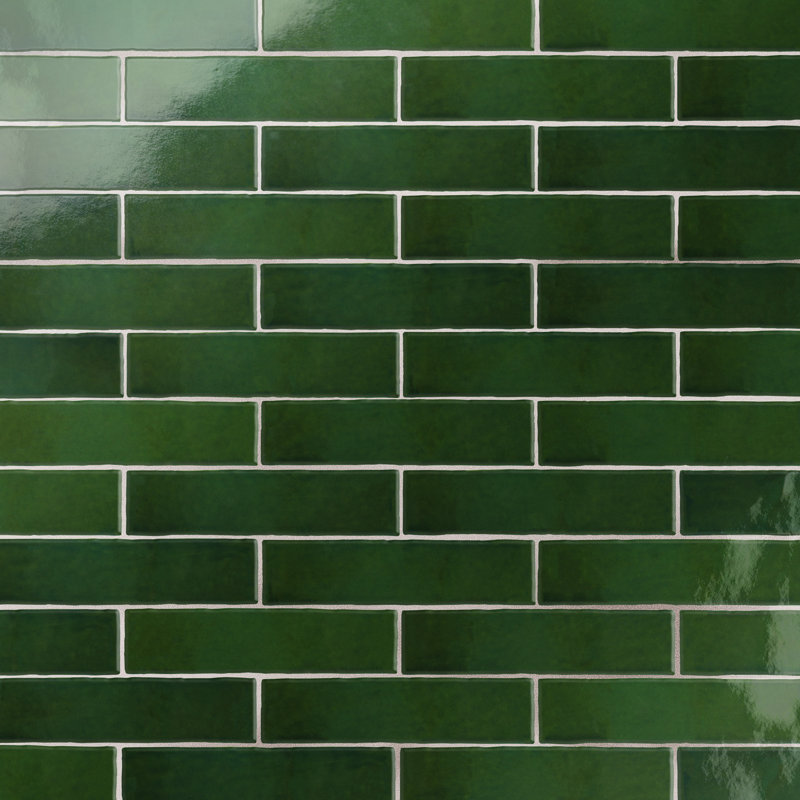 Viva Antic 3" x 12" Ceramic Subway Wall Tile, Green