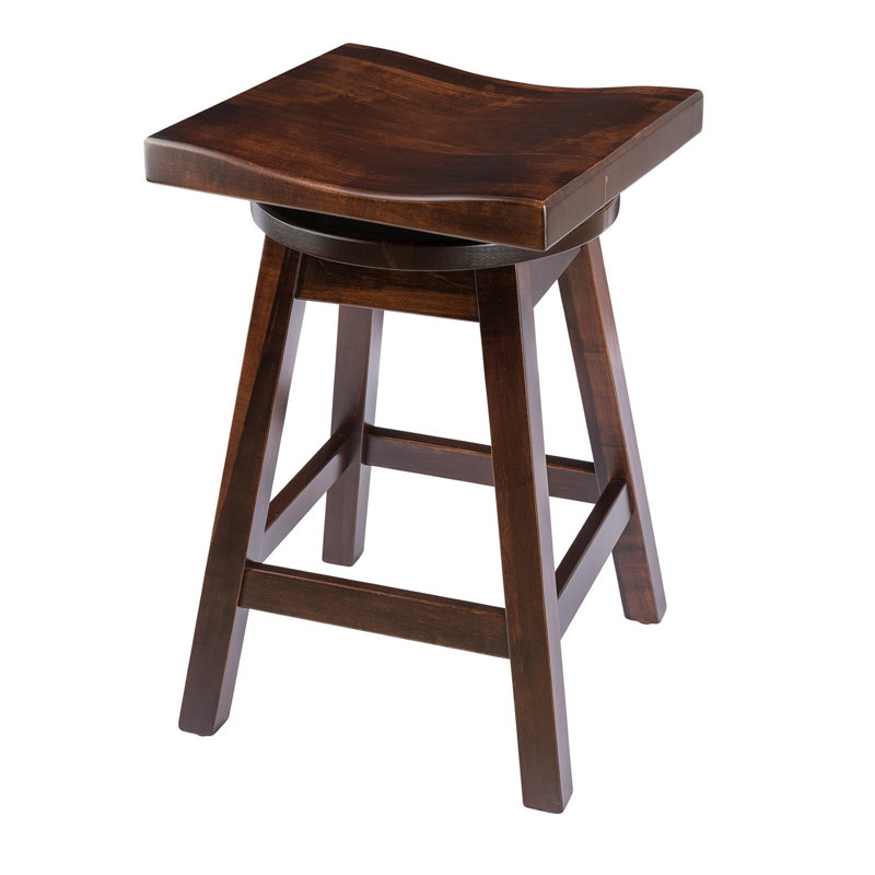 Campton Swivel Solid Wood Counter Stool, Rich Tobacco, Bar Stool (30" Seat Height)