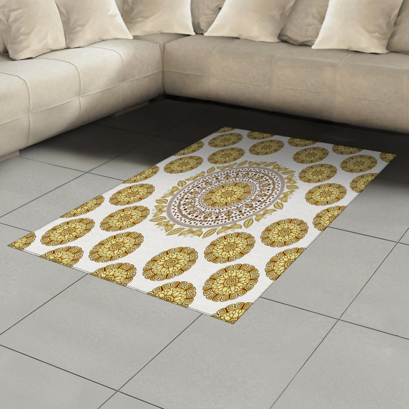 Tapis décoratif en fibres à haute densité Mandala, Rectangle— 4 pi x 5 pi 8 po