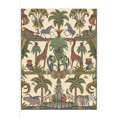 Botanical-Themed Giraffe Decorative Woven Base Digital Print Rug