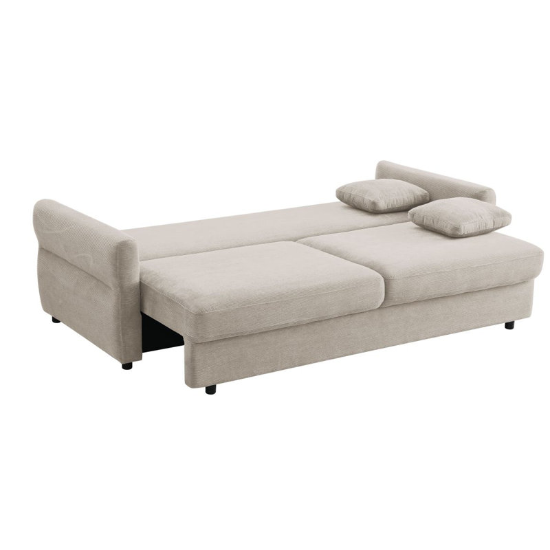 Canapé-lit en tissu avec rangement Haran, Beige