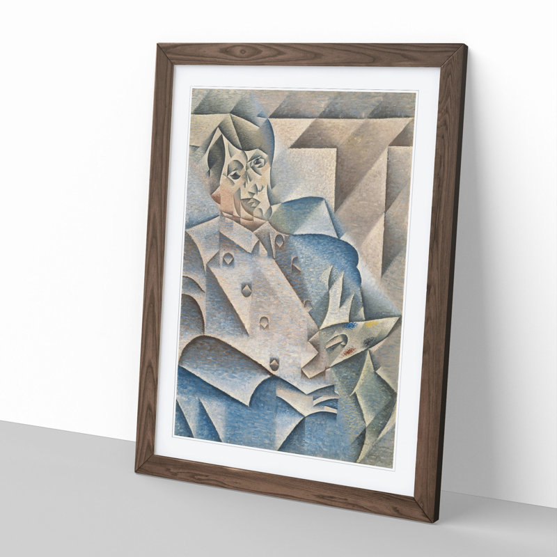 Portrait of Pablo Picasso by Juan Gris - Picture Frame Painting, 36cm H x 27cm W x 2cm D, Walnut Framed