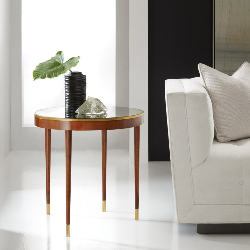 Modern History End Table, Brown/Gold