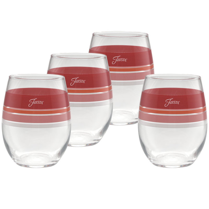 Fiesta Sunset Horizon Edgeline Glass , 15-Ounce Stemless Wine Glass