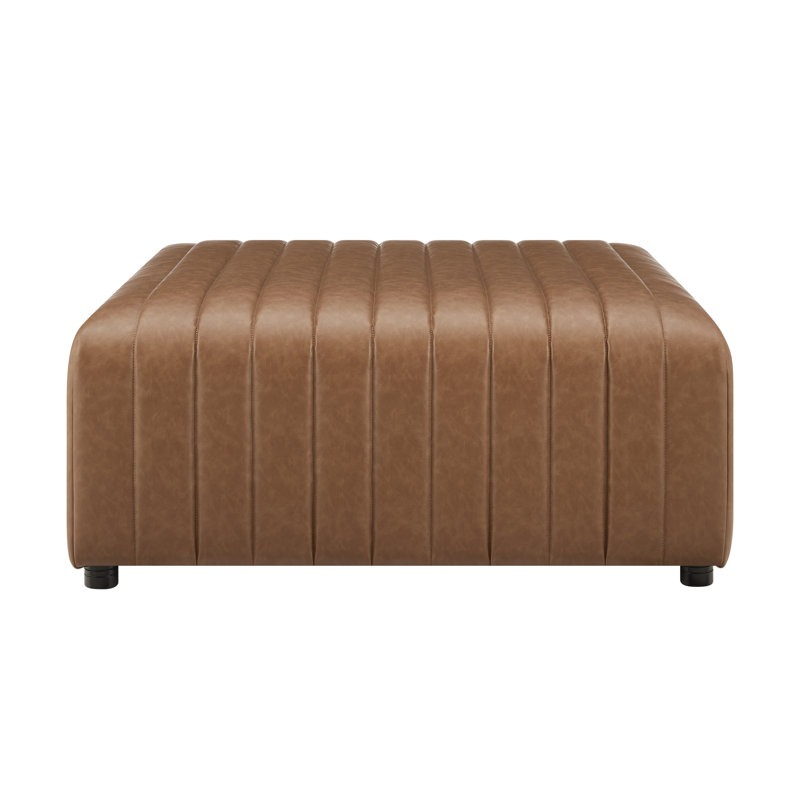 Attina Harland Faux Leather Square Coffee Table/Ottoman, Vintage Cider