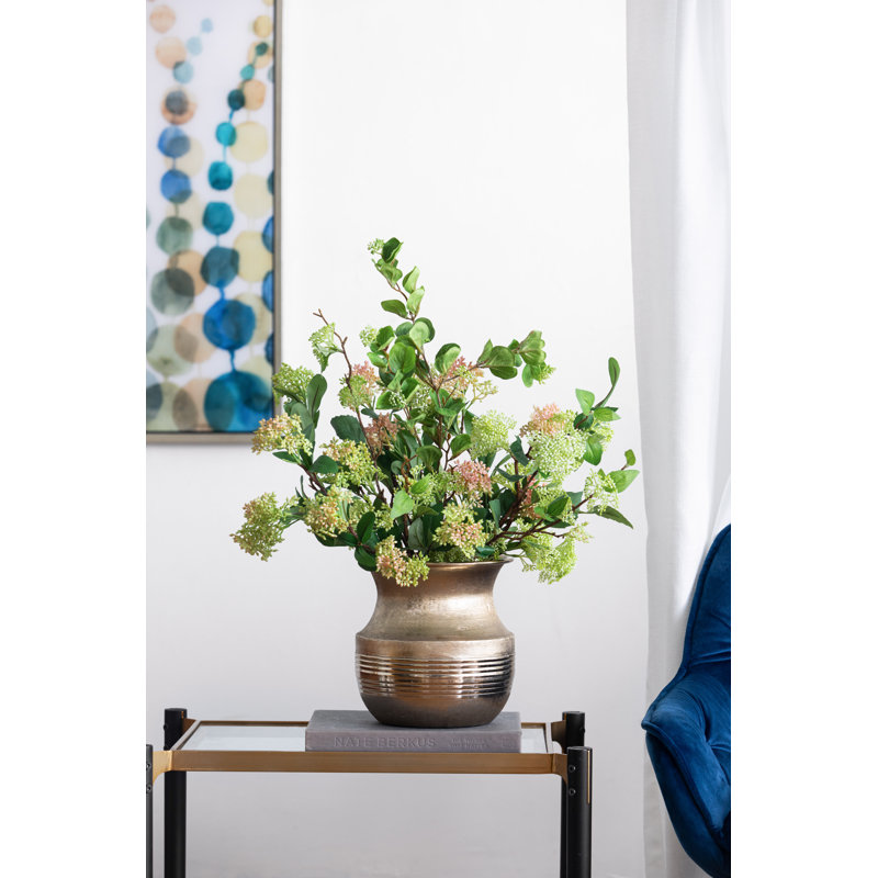 Vase de table Zeppelin, Mink Ribs Gold, H 8,9 po x l 8,5 po x P 8,5 po