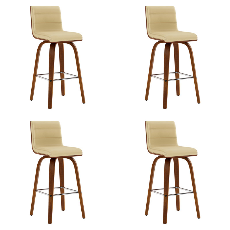 Tabouret de bar pivotant à hauteur de comptoir ou à hauteur Vienna Vienna, Crème / noyer, 4