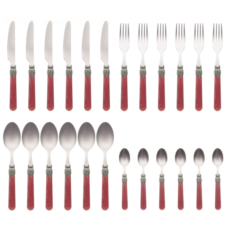 Garlough 24 Piece Cutlery Set, Service for 6, Red
