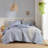 3-Piece Queen 3 Piece Ruffle Printed Quilt Set,Blue