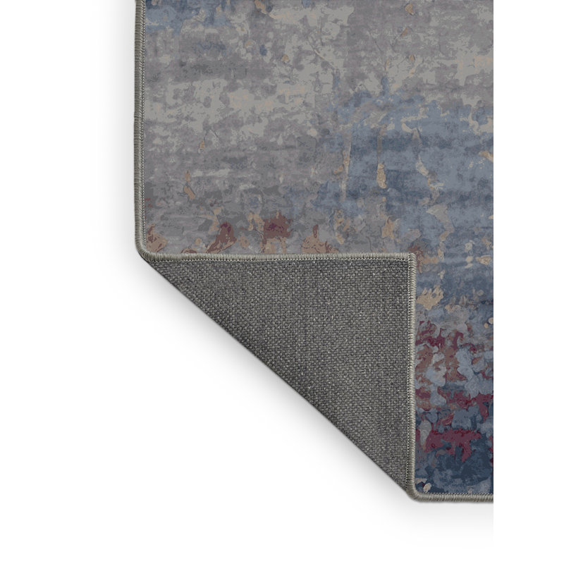 Tapis gris soyeux et moelleux, Rond 8 pi