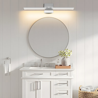 Bathroom Vanity Light, 24in Modern Dimmable LED Wall Mount Mirror Light, 350 Degree Rotatable Detachable Makeup Light with Remote Memory Function