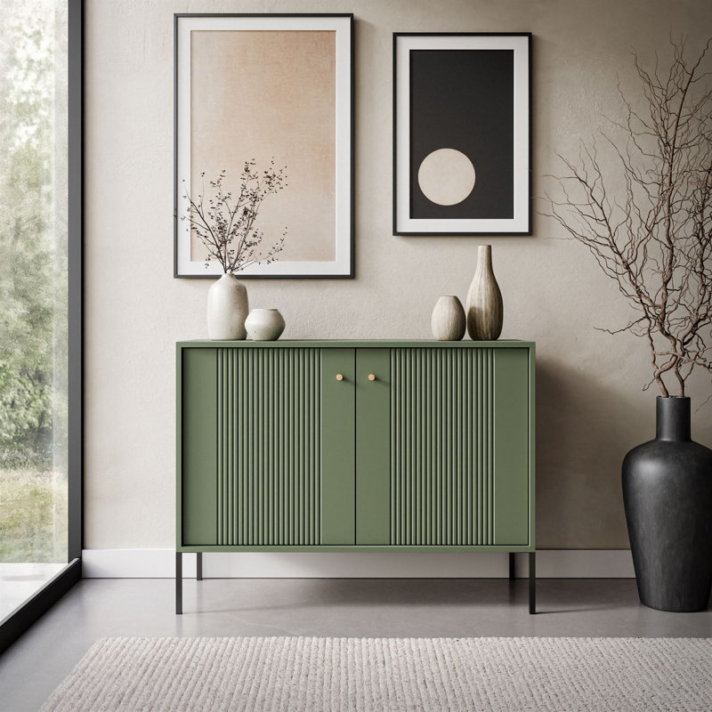 105cm Sideboard, smoke green + black legs