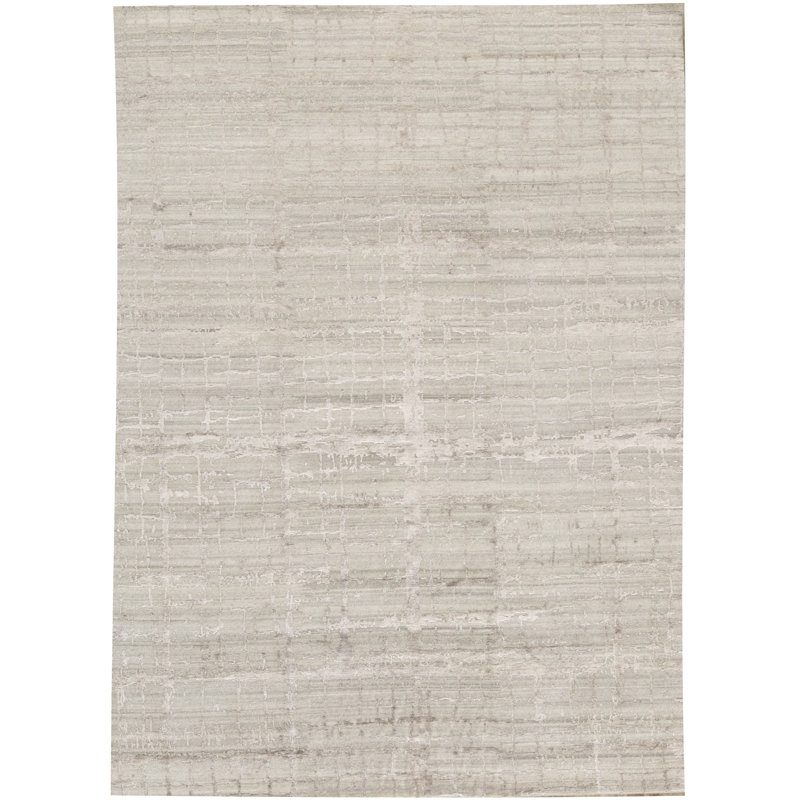 Hand-Knotted High-Quality Natural and Silver Area Rug