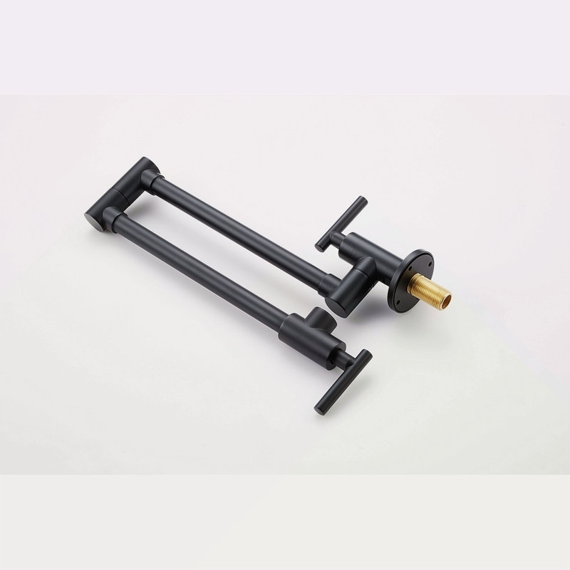 Wall Mount Folding Kitchen Pot Filler Faucet, Matte Black