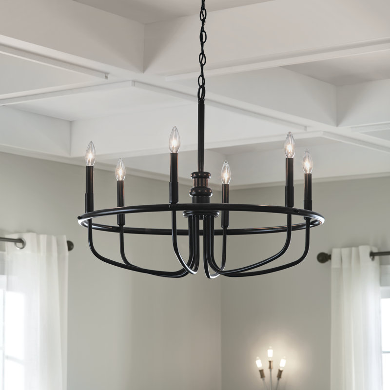Capital Hill 6 - Light Wagon Wheel Chandelier, Black