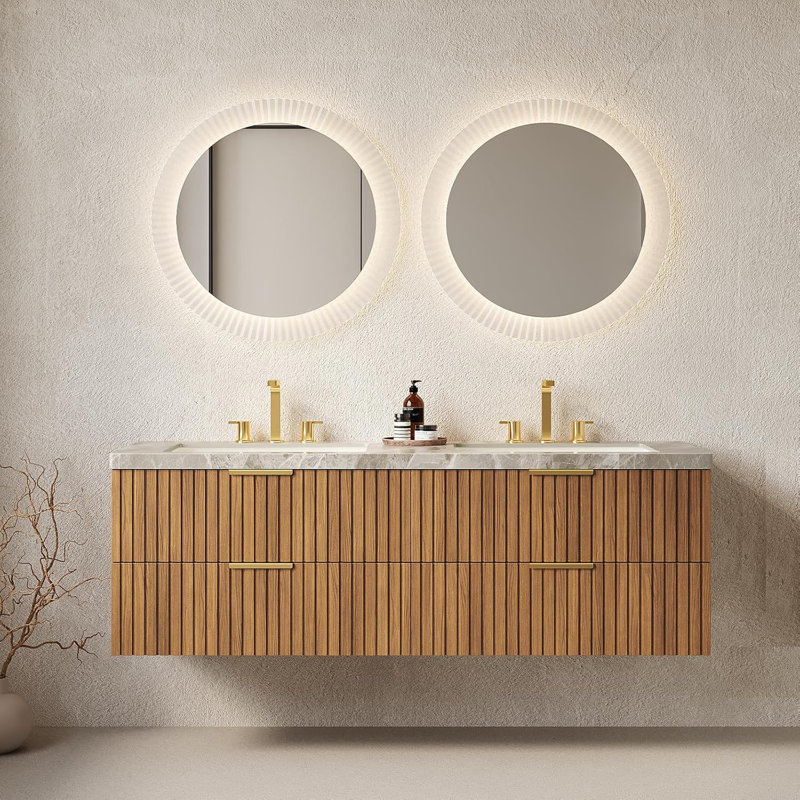 Ensemble de meuble-lavabo mural 60 po avec 4 tiroirs, 60 po, pré-assemblé