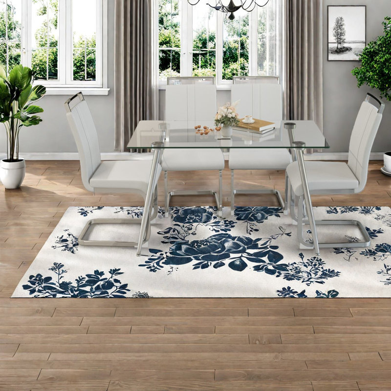Ensemble de table de salle à manger en verre durable avec chaises, conception moderne pour la cuisine