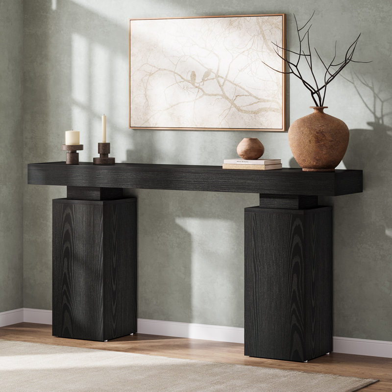 Console 63 pouces brun rustique, Noir