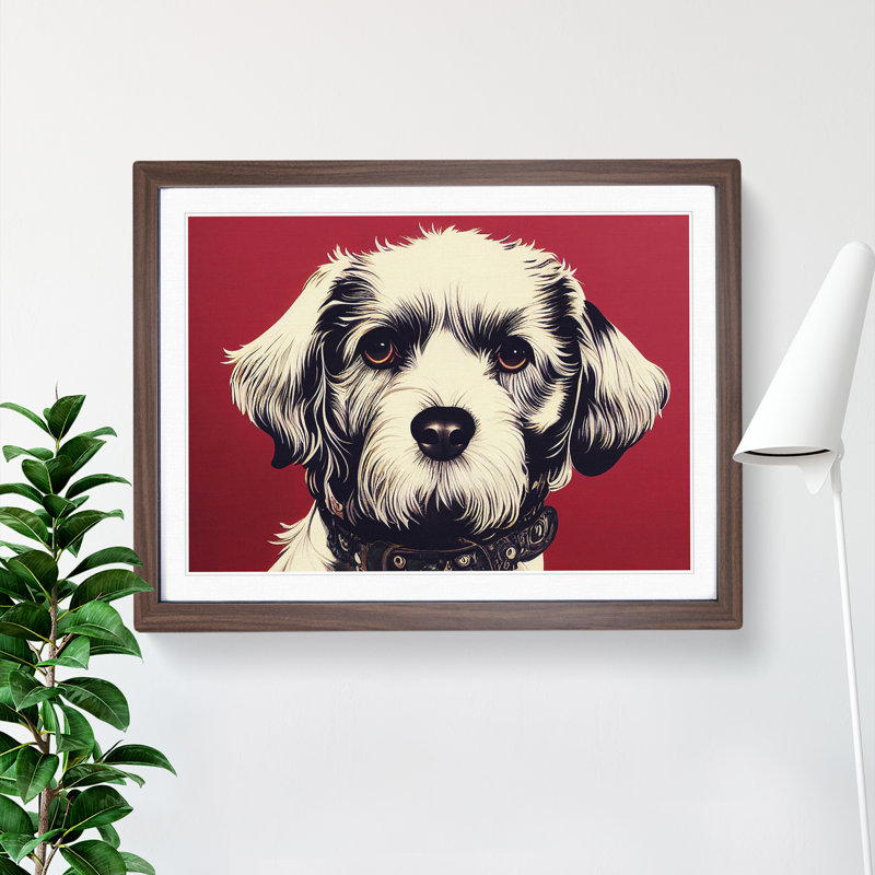 Dog Vol.7 - Single Picture Frame Painting, 25cm H x 34cm W x 2cm D, Walnut