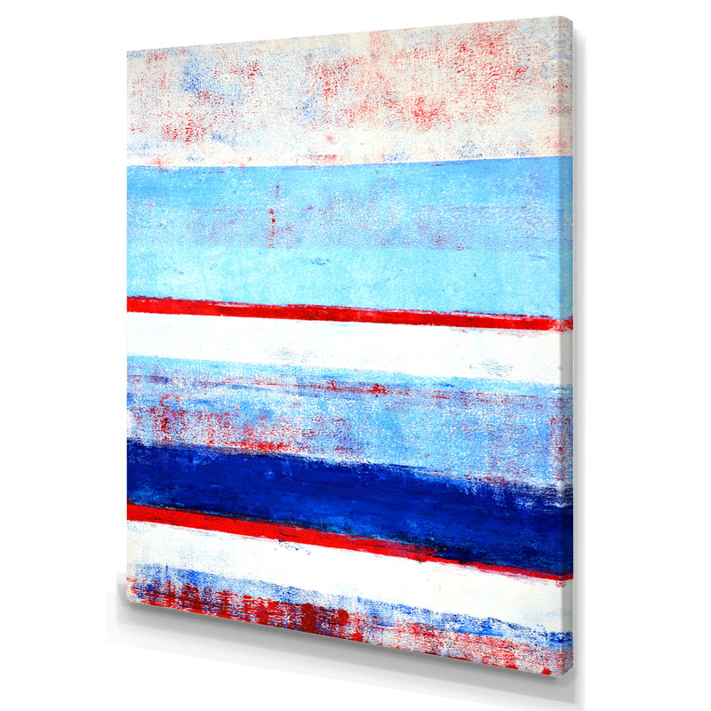 Rouge, blanc et bleu abstrait - peinture sur toile tendue