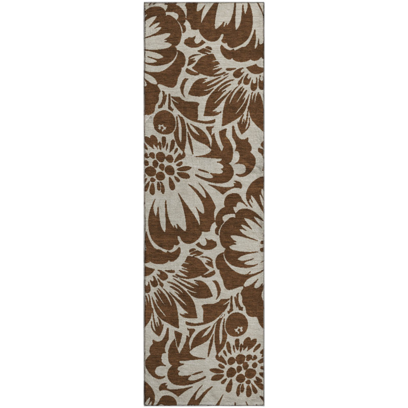Premium Machine Washable Cerrito AMF551 Brown Rug, Runner 2'3" x 7'6"