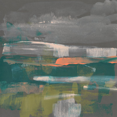 Emerald And Coral Glimpse III by Jennifer Goldberger - Wrapped Canvas Painting