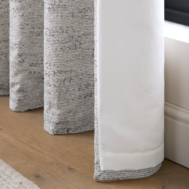 Chunky Boucle Lined Eyelet Curtains, Cream, 46 x 72 Inch