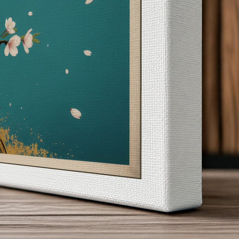 Gilded Branch in Bloom Japandi - Wrapped Canvas, 36x24 - 91.4 x 61.0 cm, White Border