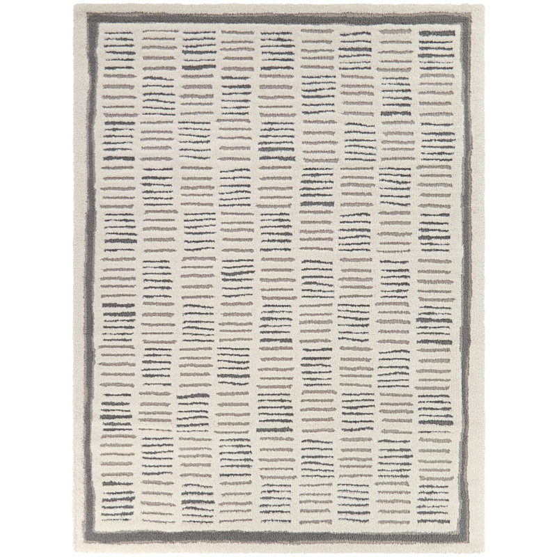 Tapis crème moderne à motif abstrait Guillaume, Rectangle 5 pi 3 po x 7 pi
