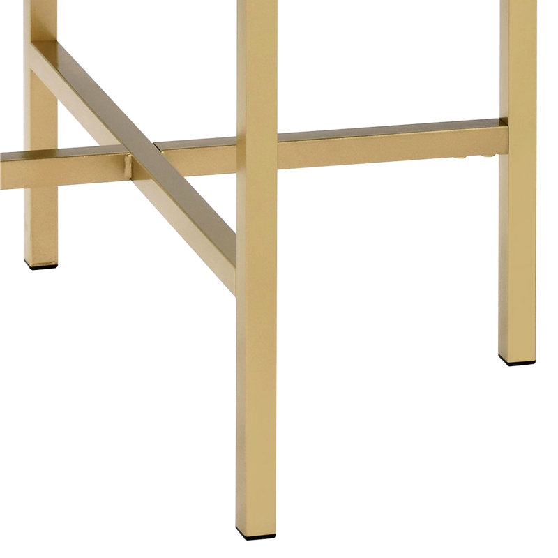 Table de bout ronde avec plateau, chêne et or
