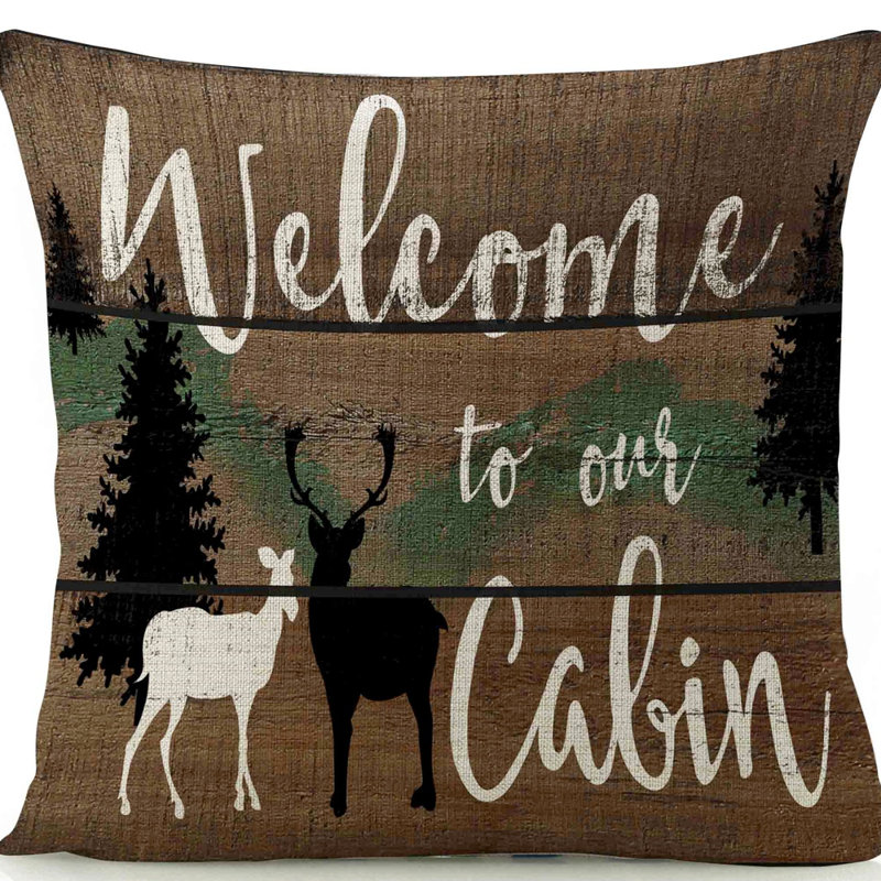  Coussin en lin Welcome to Cabin