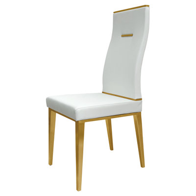 Chaise rembourrée en similicuir avec base en acier inoxydable