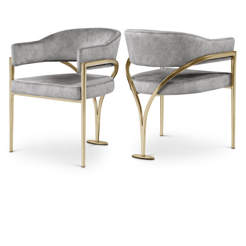 Kirsi Velvet Dining Chair, Gold, Grey Velvet
