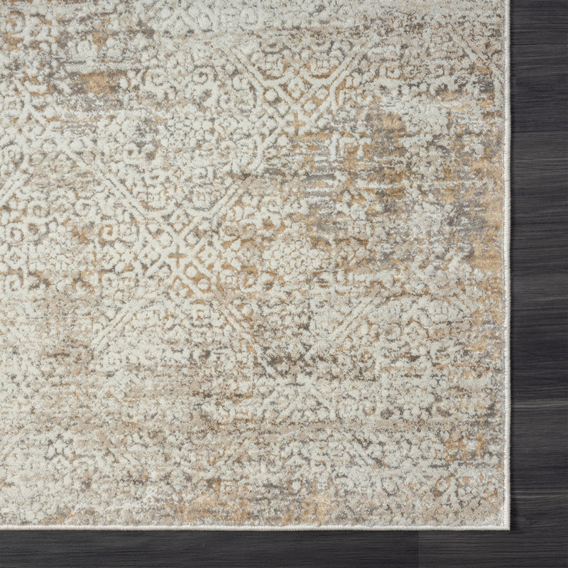 Berrima Abstract Machine Woven Polyester/Polypropylene Area Rug in Gray/Beige, Rectangle 9' x 12'6"