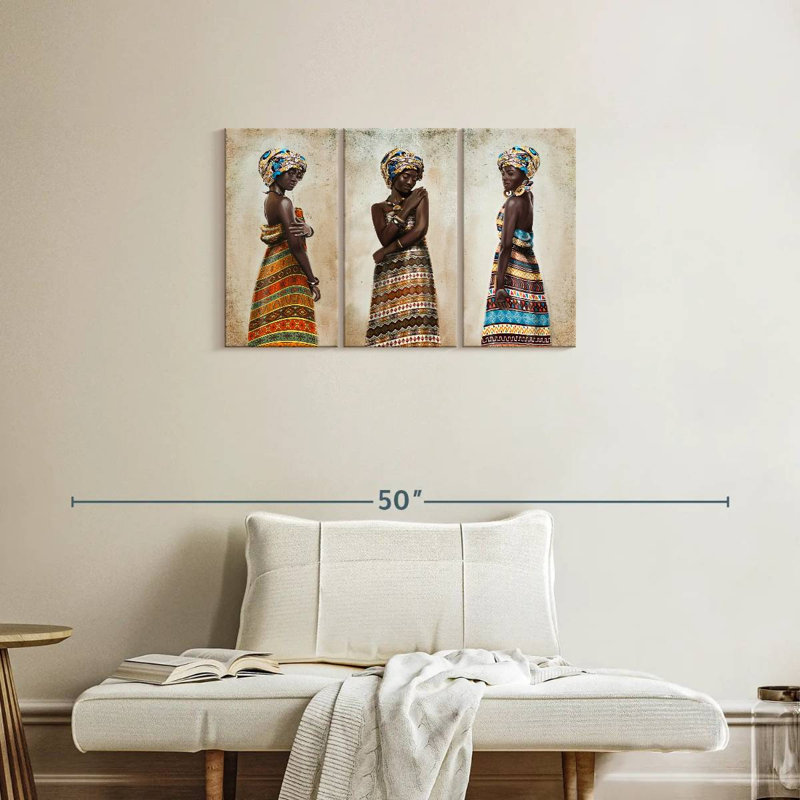 Trio africain Leisha, H 20 po x l 33 po