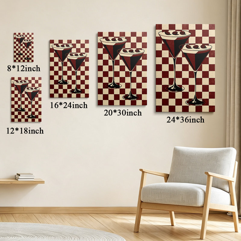 Tableau abstrait moderne sur toile Espresso Martini 61 x 41 cm - Décoration de salon, H 24 po x l 16 po