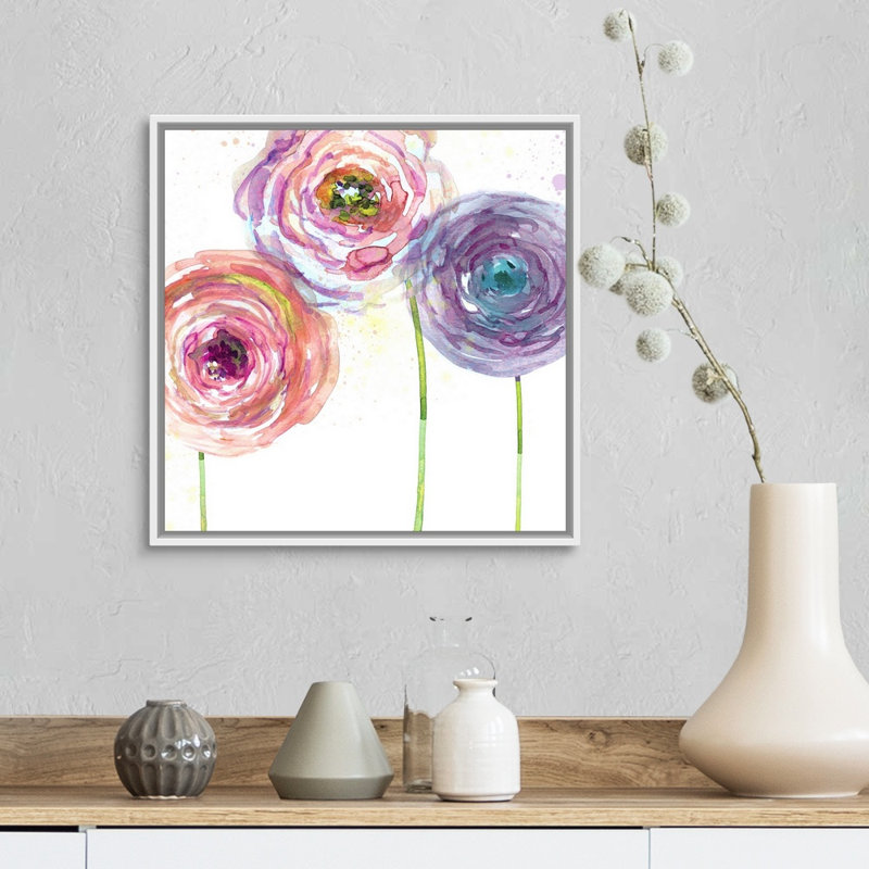 Summer Fields II - reproduction d'art sur toile, H 17,7 po x l 17,7 po x P 1,75 po, Cadre flottant blanc