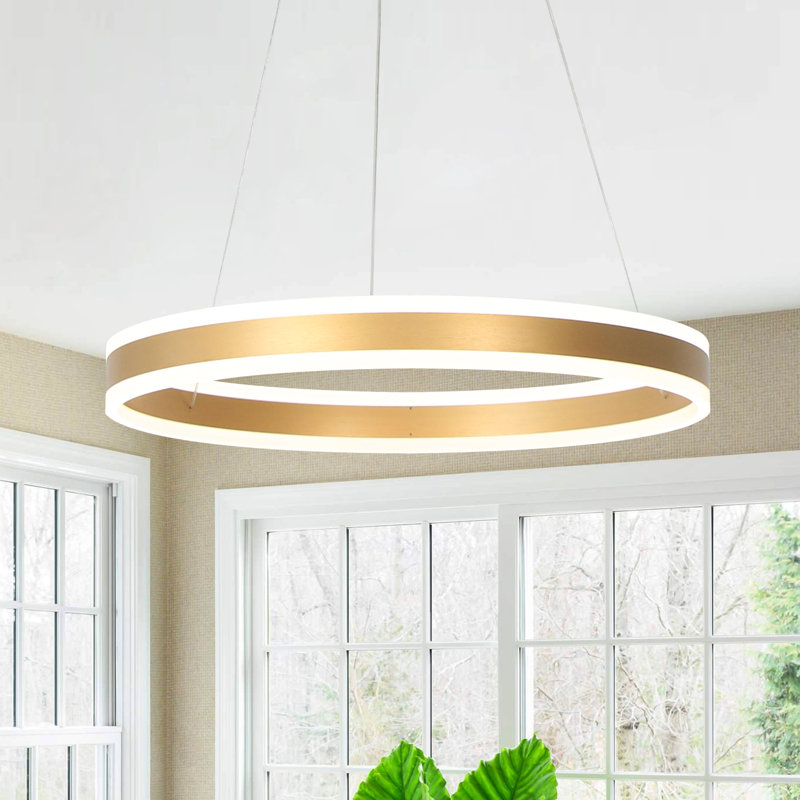 Luminaire suspendu à DEL Dilnoza, 59" H x 23.6" W x 23.6" D, Doré