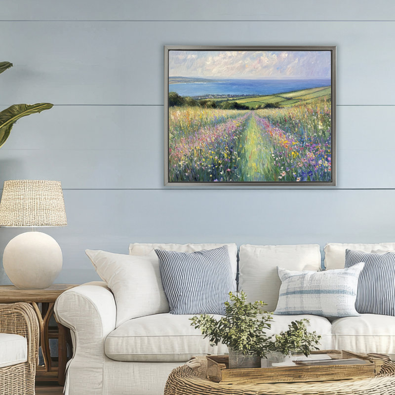 Cadre flottant impressionniste Wildflower Hills, design par Petal Prints Design, H 25 po x l 31 po