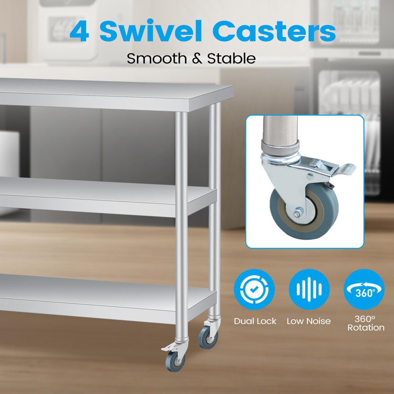 Metal Kitchen Island, 86cm H x 61cm W x 35.6cm D