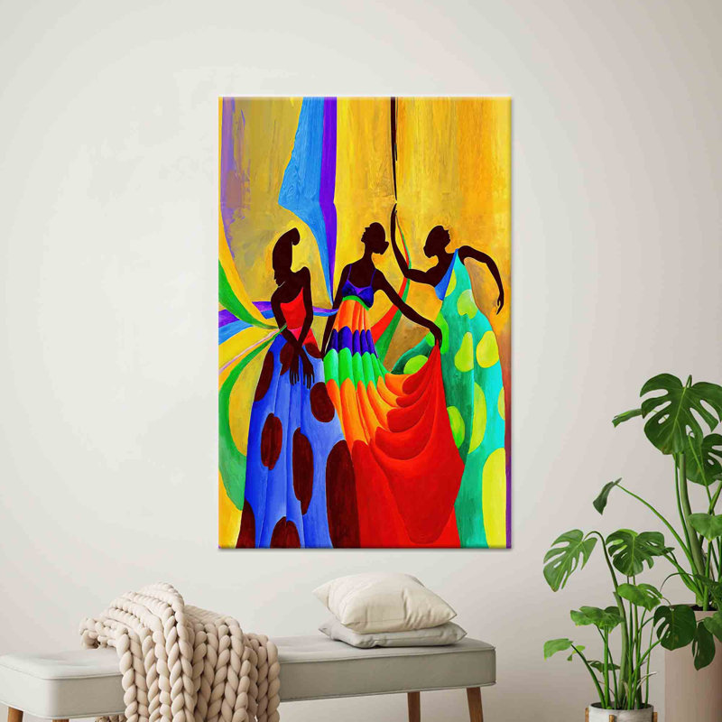 «Vibrant African Women Dancers Art», impression murale sur toile imprimée, 1P, 259 cm H x 160 cm l