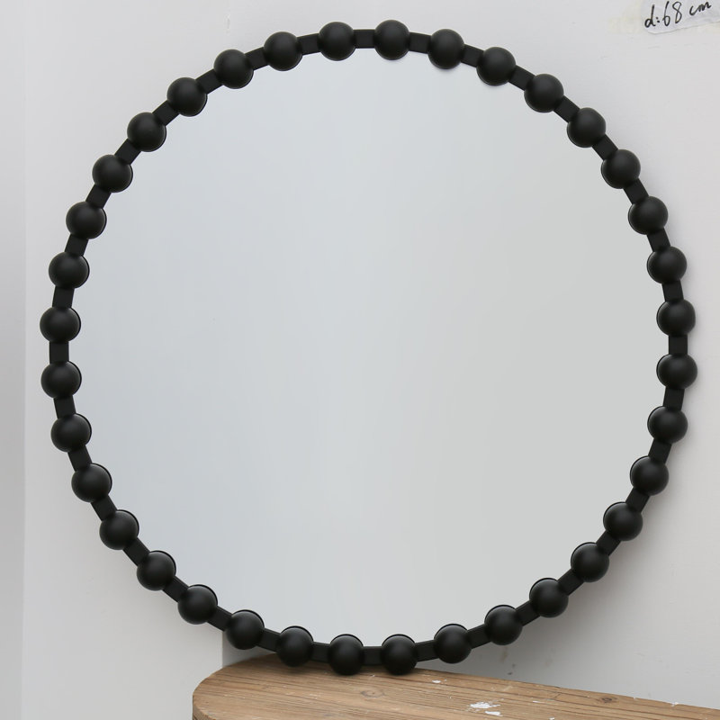 Miroir rond rond, 27 po x 27 po, Noir