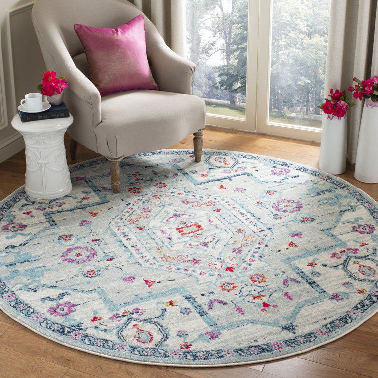Christa Oriental Light Gray/Fuchsia Area Rug