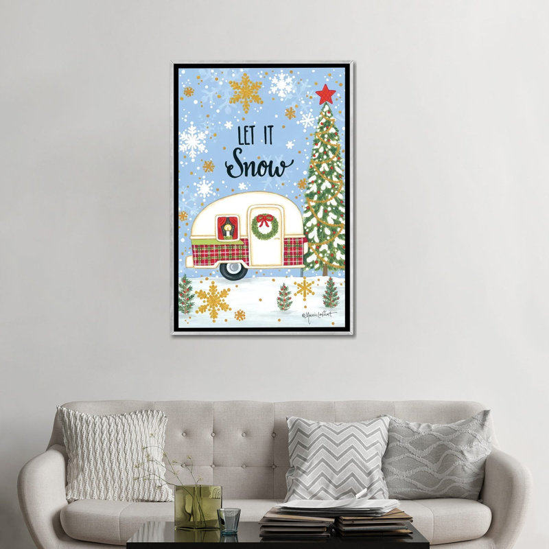 « Let It Snow camper » par Annie LaPoint-impression d’art graphique, Pas de tapis, H 48 po x l 32 po x P 1,5 po