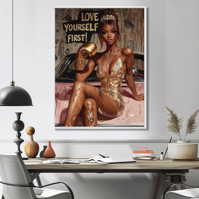 «Love Yourself First Boss Woman», art mural de salon pour femme