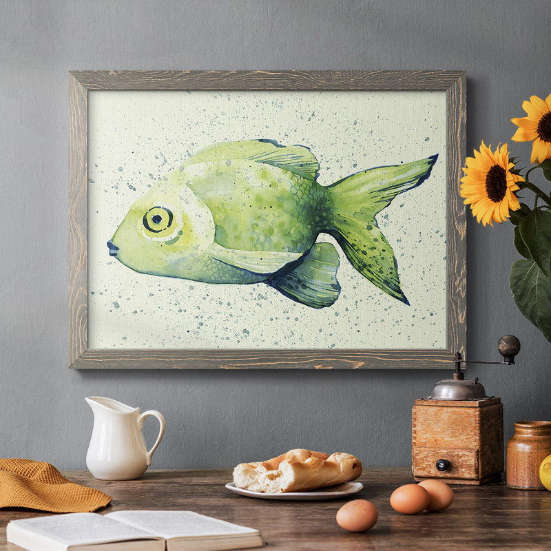 " Speckled Freshwater Fish I ", 18" H x 26" W x 1.5" D, Gray Framed